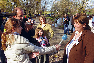 a group of people in a park