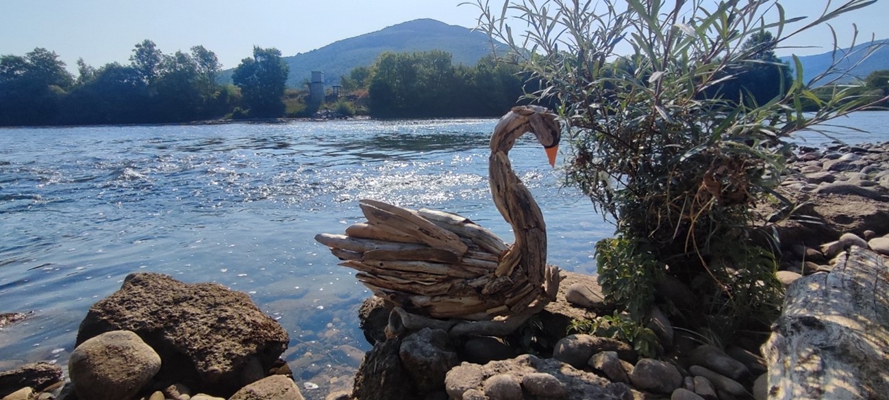 a rocky shore next to a body of water