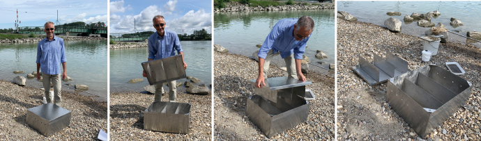 a man standing next to a body of water