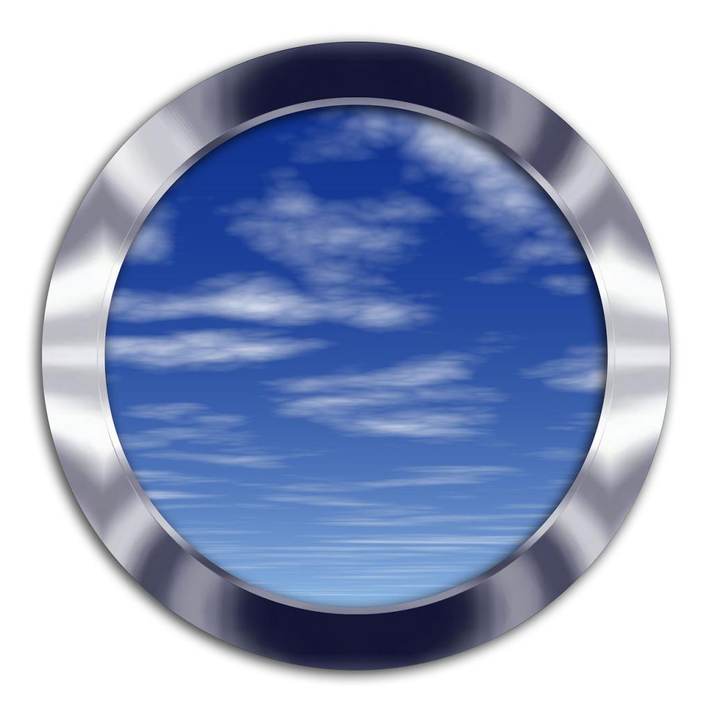 Image of a circular window on the sky and the clouds  