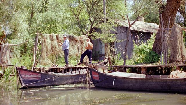 a group of people on boats