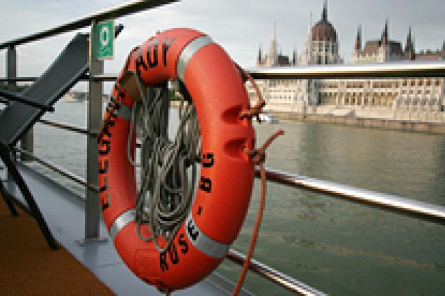 Close up of lifebuoy on boat