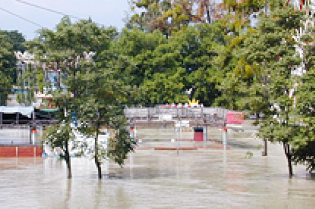 A flooded street 